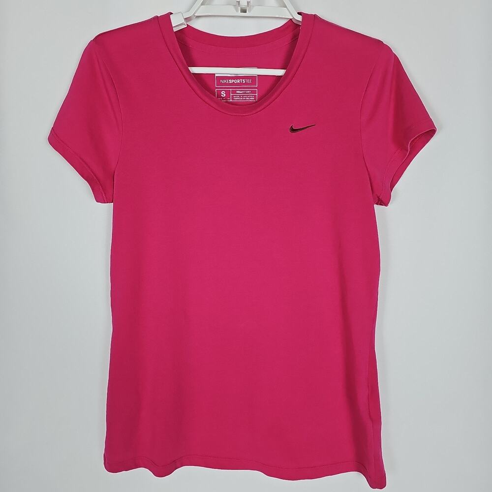Nike Dri-Fit Crew Neck Top Tee T-Shirt Short Sleeve Pink, Size Small